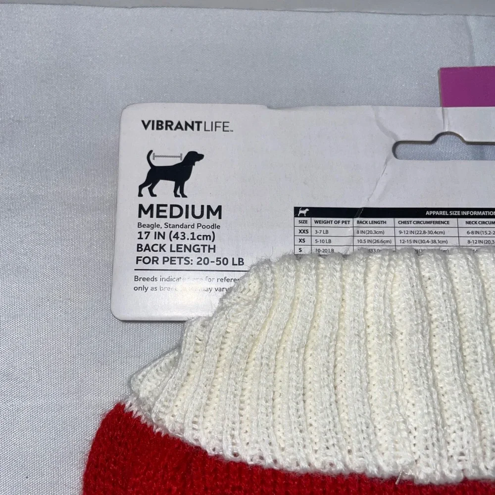 Vibrant Life Santa Claus Dog Pet Sweater Red White Holiday Christmas Medium